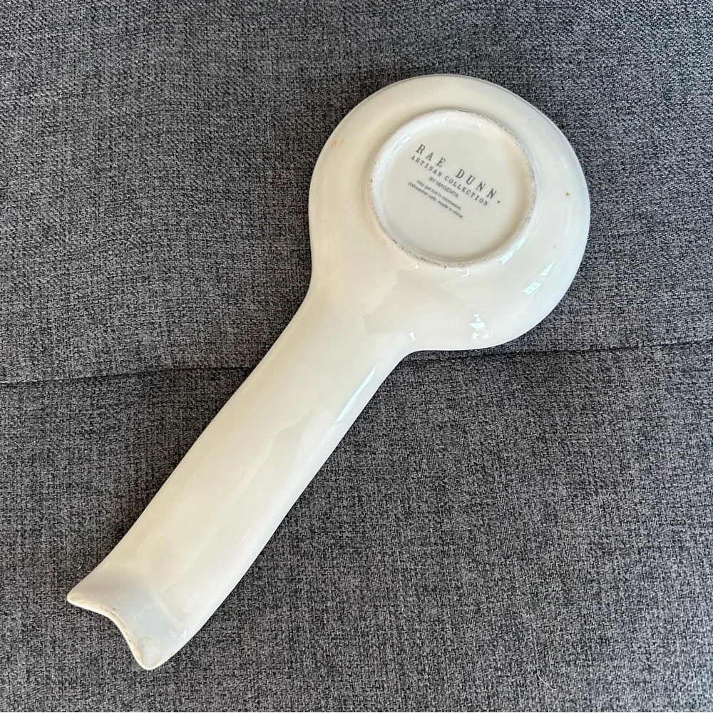 Rae Dunn Ceramic Spoon Rest, White, Black